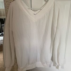 White Waffle Knit Sweater